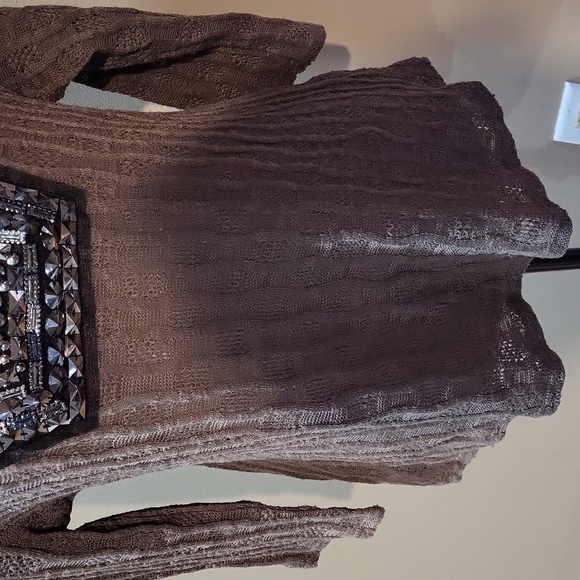 Zba Embellished Brown Women's Top - Picture 5 of 11